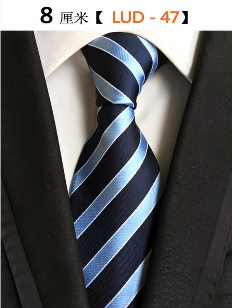 New Classic Silk Men'S Ties Neck Ties 8Cm Plaid Striped Ties for Men Formal Business Luxury Wedding Party Neckties Gravatas