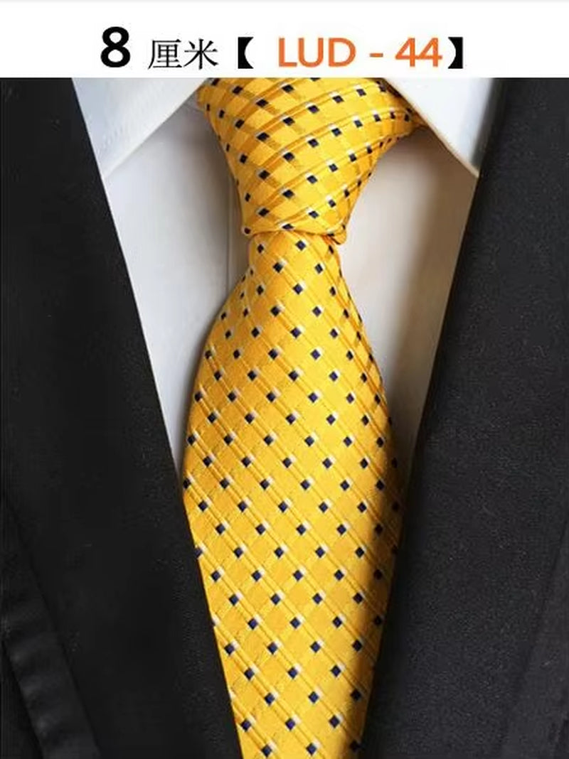 New Classic Silk Men'S Ties Neck Ties 8Cm Plaid Striped Ties for Men Formal Business Luxury Wedding Party Neckties Gravatas