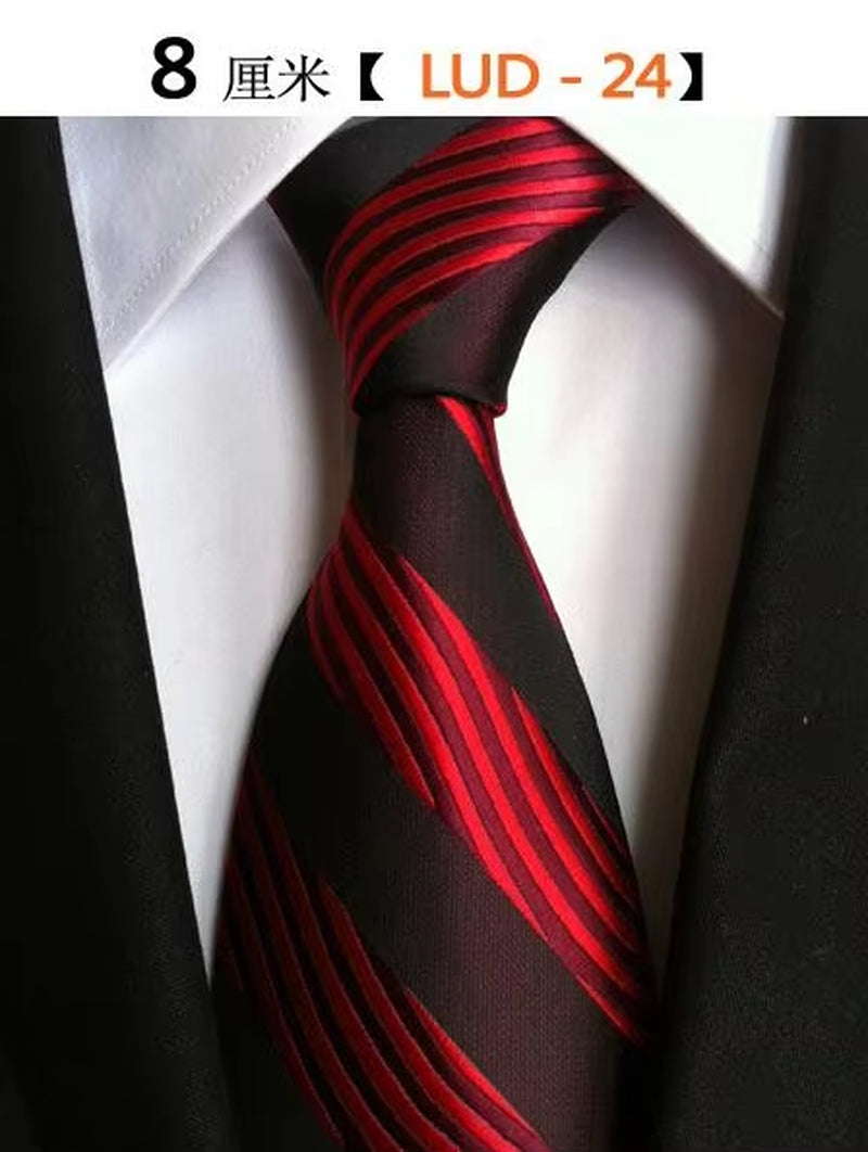 New Classic Silk Men'S Ties Neck Ties 8Cm Plaid Striped Ties for Men Formal Business Luxury Wedding Party Neckties Gravatas