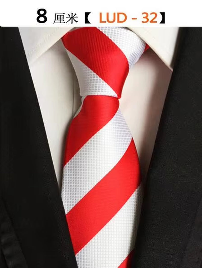 New Classic Silk Men'S Ties Neck Ties 8Cm Plaid Striped Ties for Men Formal Business Luxury Wedding Party Neckties Gravatas