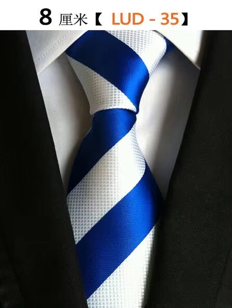 New Classic Silk Men'S Ties Neck Ties 8Cm Plaid Striped Ties for Men Formal Business Luxury Wedding Party Neckties Gravatas