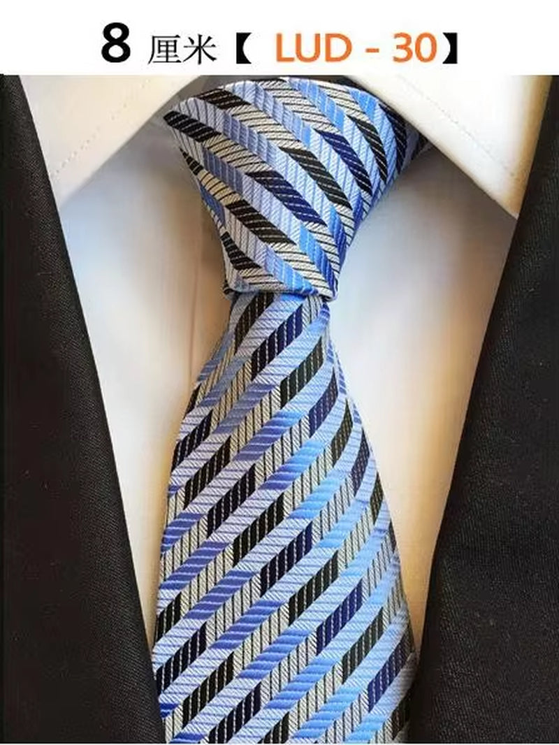 New Classic Silk Men'S Ties Neck Ties 8Cm Plaid Striped Ties for Men Formal Business Luxury Wedding Party Neckties Gravatas