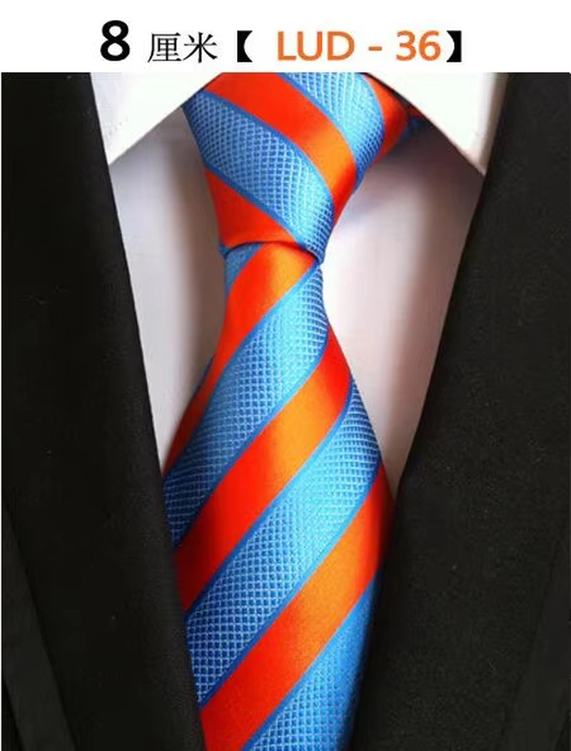 New Classic Silk Men'S Ties Neck Ties 8Cm Plaid Striped Ties for Men Formal Business Luxury Wedding Party Neckties Gravatas