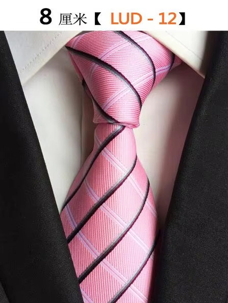 New Classic Silk Men'S Ties Neck Ties 8Cm Plaid Striped Ties for Men Formal Business Luxury Wedding Party Neckties Gravatas