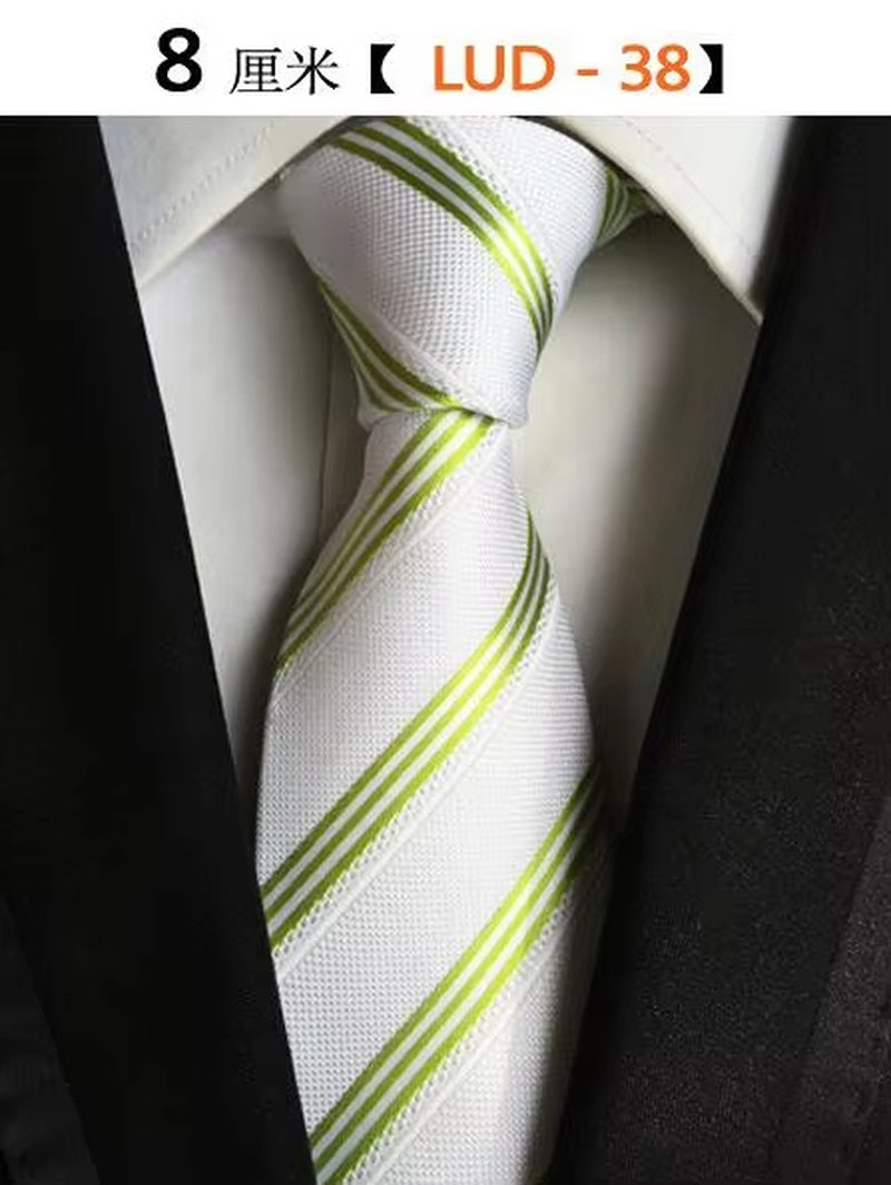 New Classic Silk Men'S Ties Neck Ties 8Cm Plaid Striped Ties for Men Formal Business Luxury Wedding Party Neckties Gravatas