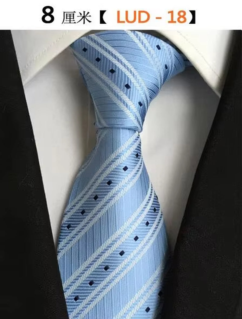 New Classic Silk Men'S Ties Neck Ties 8Cm Plaid Striped Ties for Men Formal Business Luxury Wedding Party Neckties Gravatas