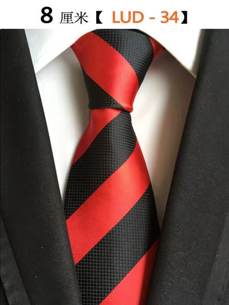 New Classic Silk Men'S Ties Neck Ties 8Cm Plaid Striped Ties for Men Formal Business Luxury Wedding Party Neckties Gravatas