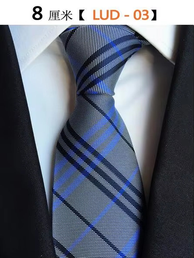 New Classic Silk Men'S Ties Neck Ties 8Cm Plaid Striped Ties for Men Formal Business Luxury Wedding Party Neckties Gravatas