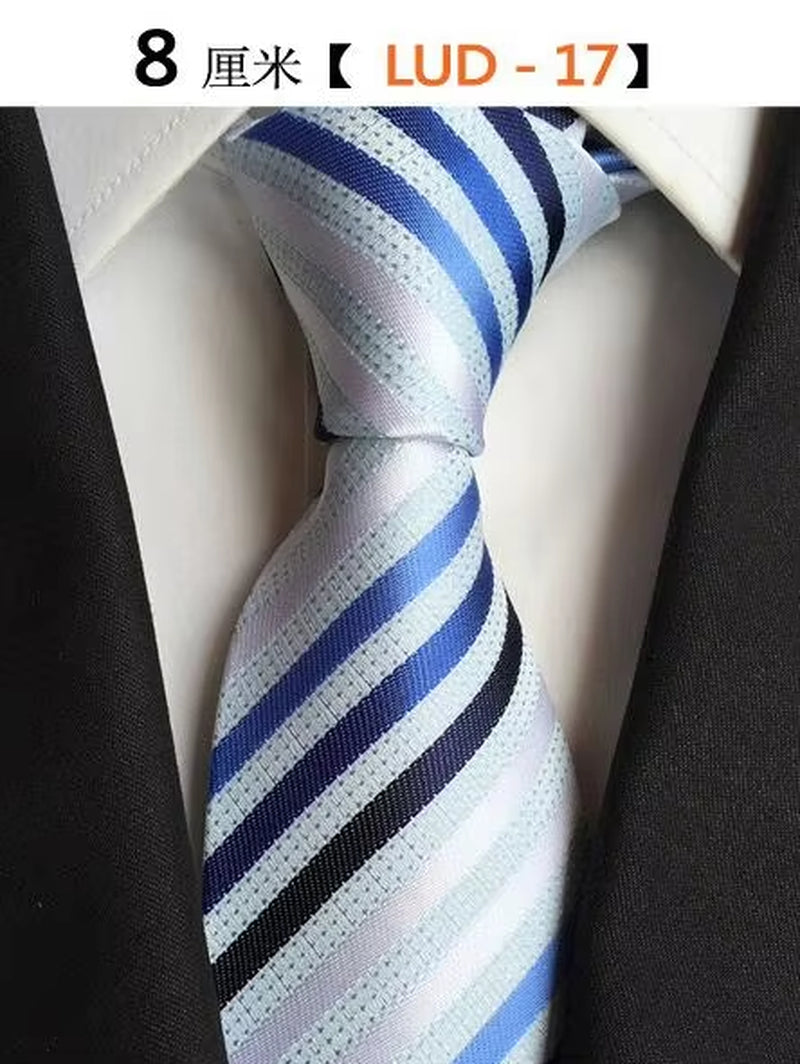 New Classic Silk Men'S Ties Neck Ties 8Cm Plaid Striped Ties for Men Formal Business Luxury Wedding Party Neckties Gravatas