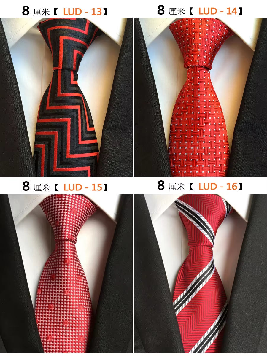 New Classic Silk Men'S Ties Neck Ties 8Cm Plaid Striped Ties for Men Formal Business Luxury Wedding Party Neckties Gravatas