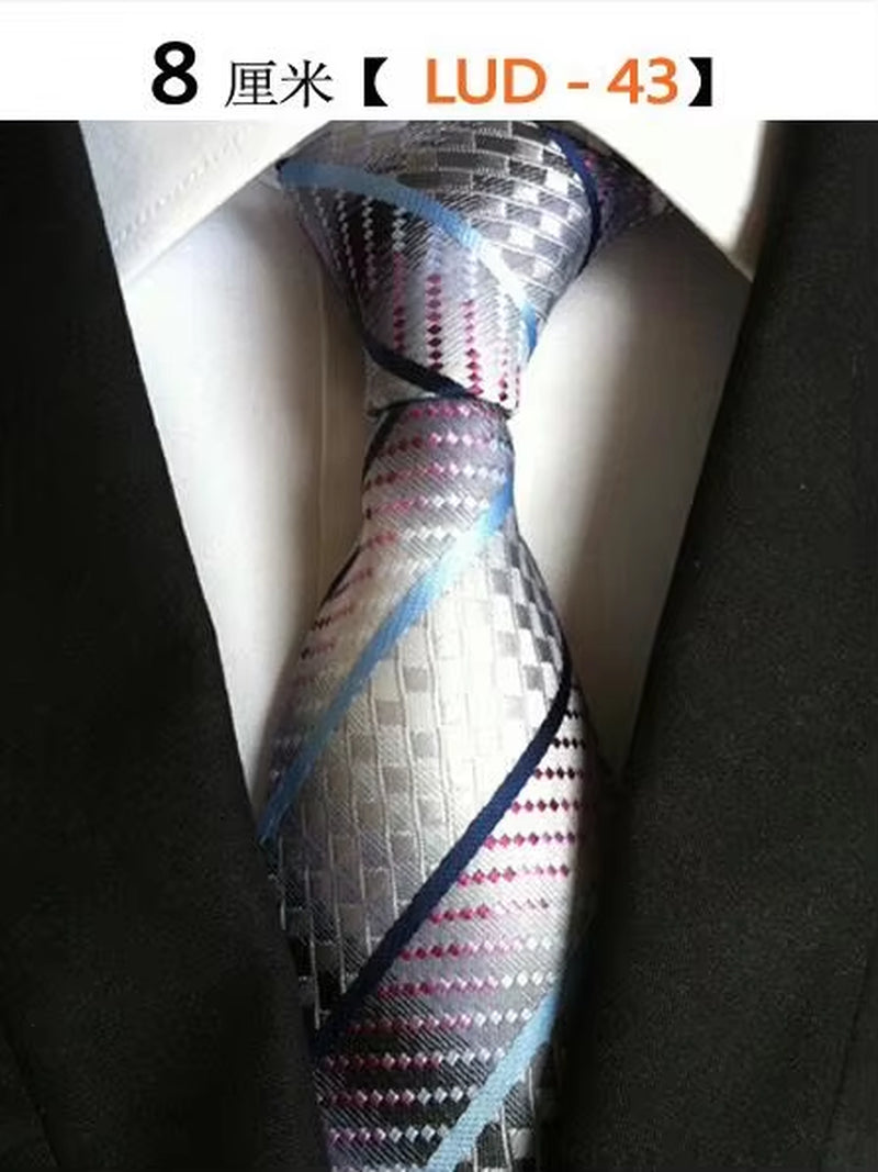 New Classic Silk Men'S Ties Neck Ties 8Cm Plaid Striped Ties for Men Formal Business Luxury Wedding Party Neckties Gravatas