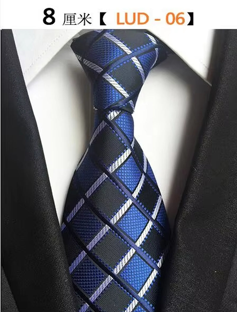 New Classic Silk Men'S Ties Neck Ties 8Cm Plaid Striped Ties for Men Formal Business Luxury Wedding Party Neckties Gravatas
