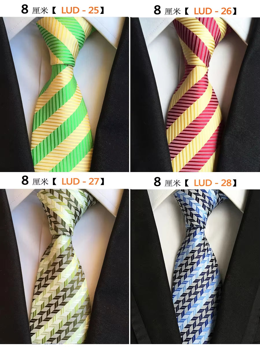 New Classic Silk Men'S Ties Neck Ties 8Cm Plaid Striped Ties for Men Formal Business Luxury Wedding Party Neckties Gravatas