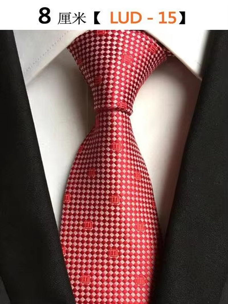 New Classic Silk Men'S Ties Neck Ties 8Cm Plaid Striped Ties for Men Formal Business Luxury Wedding Party Neckties Gravatas