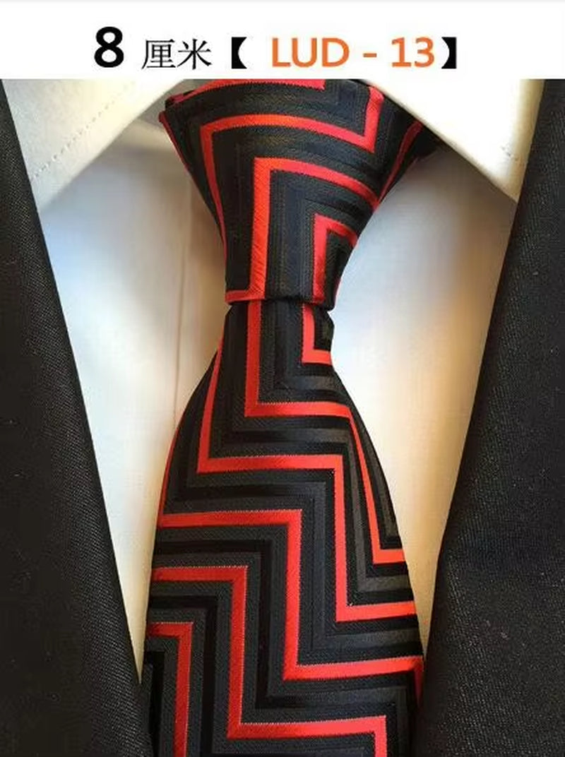 New Classic Silk Men'S Ties Neck Ties 8Cm Plaid Striped Ties for Men Formal Business Luxury Wedding Party Neckties Gravatas