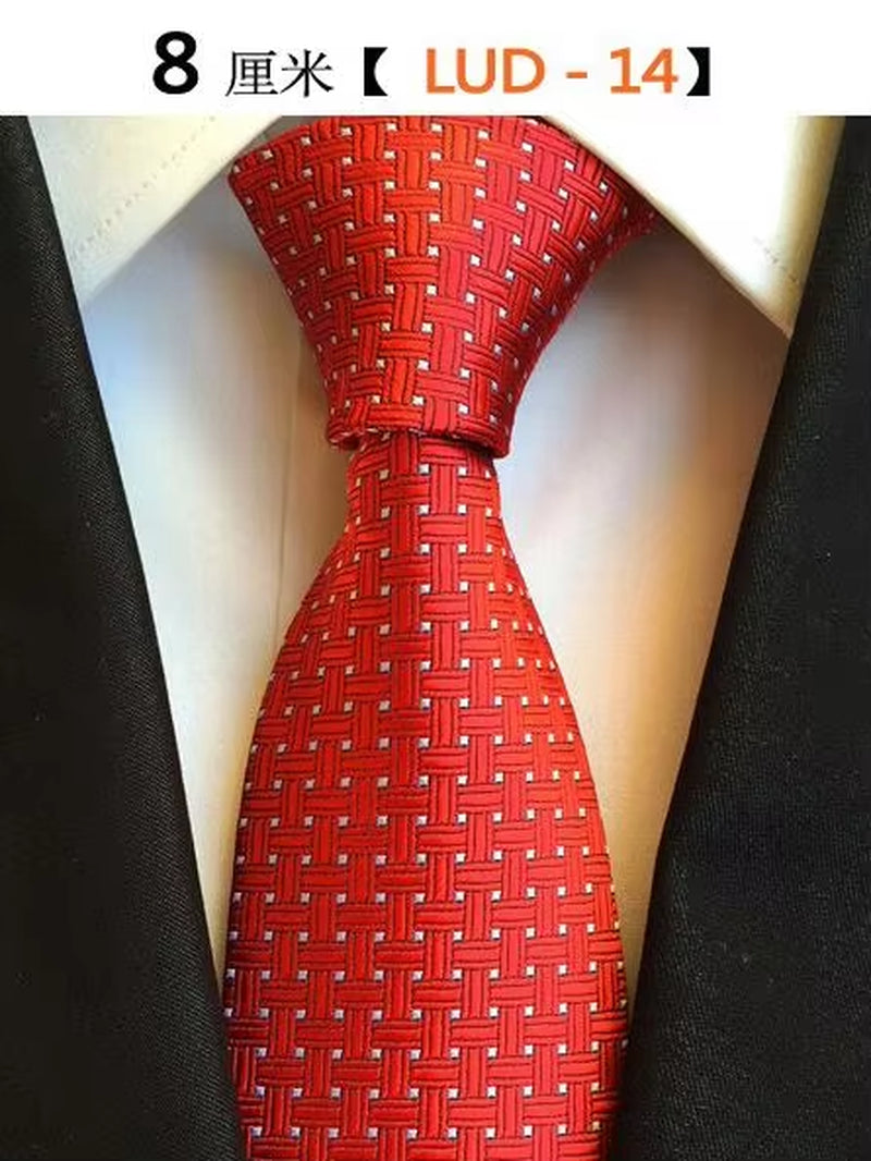 New Classic Silk Men'S Ties Neck Ties 8Cm Plaid Striped Ties for Men Formal Business Luxury Wedding Party Neckties Gravatas