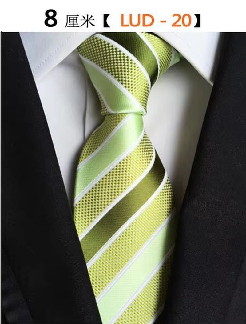 New Classic Silk Men'S Ties Neck Ties 8Cm Plaid Striped Ties for Men Formal Business Luxury Wedding Party Neckties Gravatas