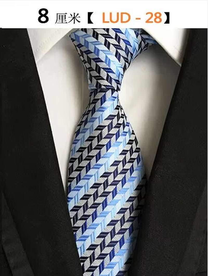New Classic Silk Men'S Ties Neck Ties 8Cm Plaid Striped Ties for Men Formal Business Luxury Wedding Party Neckties Gravatas