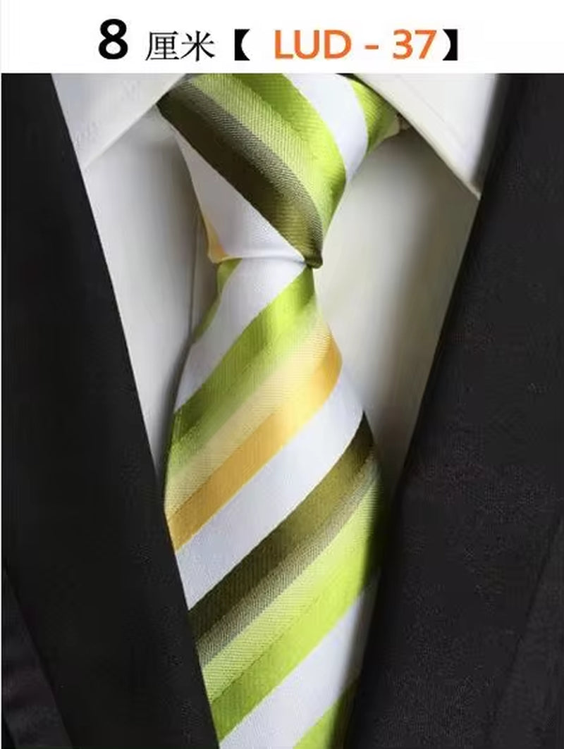 New Classic Silk Men'S Ties Neck Ties 8Cm Plaid Striped Ties for Men Formal Business Luxury Wedding Party Neckties Gravatas