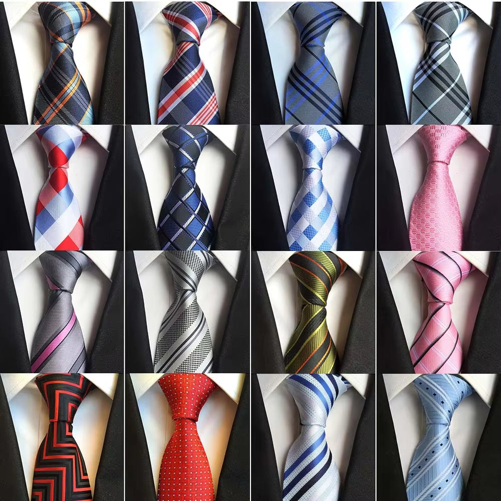 New Classic Silk Men'S Ties Neck Ties 8Cm Plaid Striped Ties for Men Formal Business Luxury Wedding Party Neckties Gravatas