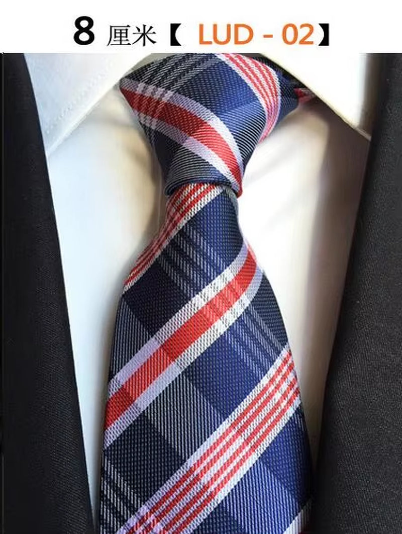 New Classic Silk Men'S Ties Neck Ties 8Cm Plaid Striped Ties for Men Formal Business Luxury Wedding Party Neckties Gravatas