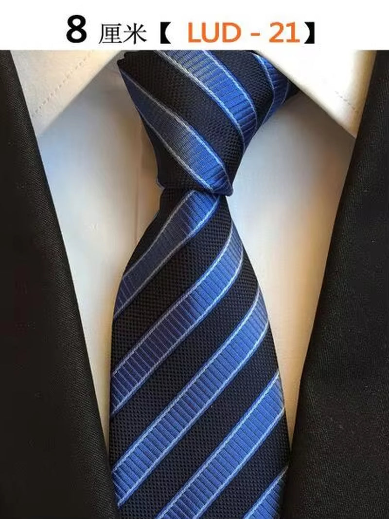 New Classic Silk Men'S Ties Neck Ties 8Cm Plaid Striped Ties for Men Formal Business Luxury Wedding Party Neckties Gravatas