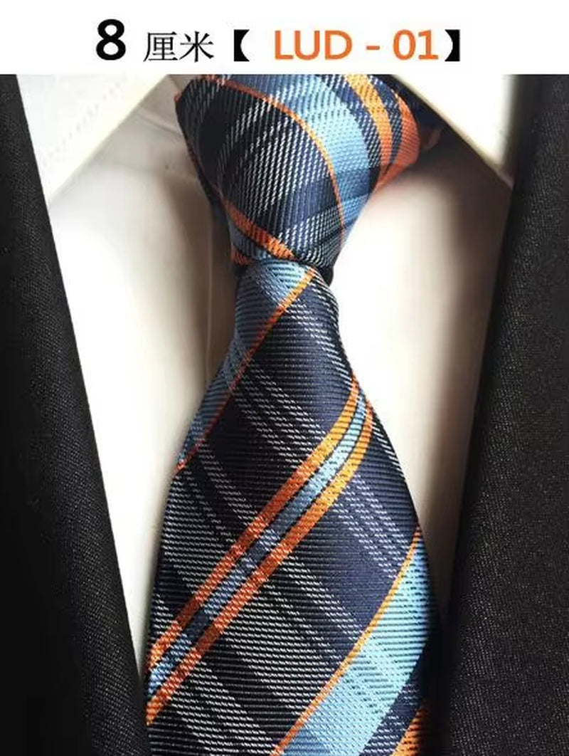 New Classic Silk Men'S Ties Neck Ties 8Cm Plaid Striped Ties for Men Formal Business Luxury Wedding Party Neckties Gravatas
