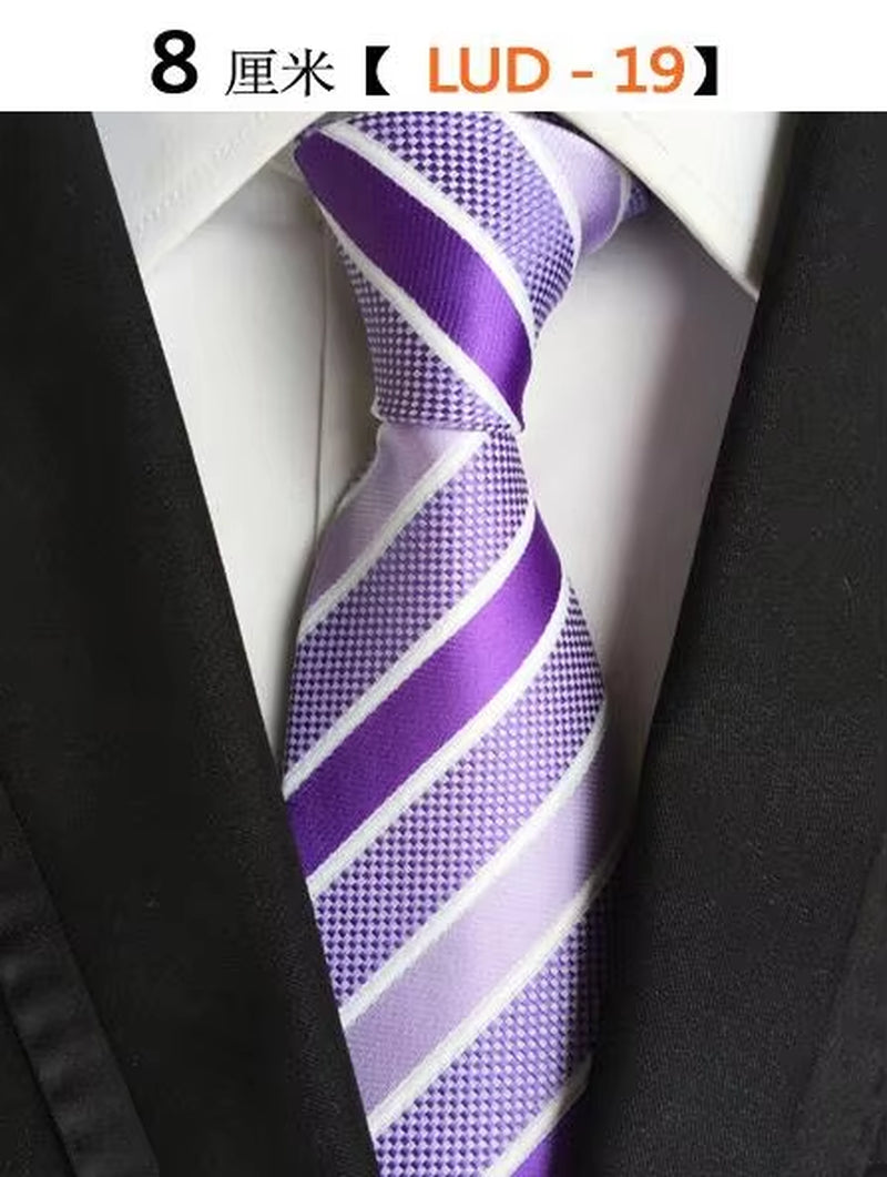 New Classic Silk Men'S Ties Neck Ties 8Cm Plaid Striped Ties for Men Formal Business Luxury Wedding Party Neckties Gravatas