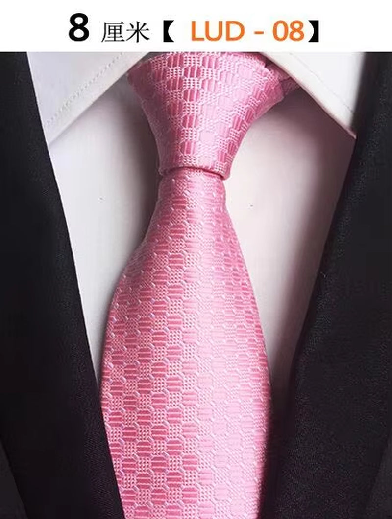 New Classic Silk Men'S Ties Neck Ties 8Cm Plaid Striped Ties for Men Formal Business Luxury Wedding Party Neckties Gravatas