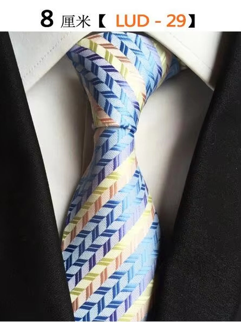 New Classic Silk Men'S Ties Neck Ties 8Cm Plaid Striped Ties for Men Formal Business Luxury Wedding Party Neckties Gravatas