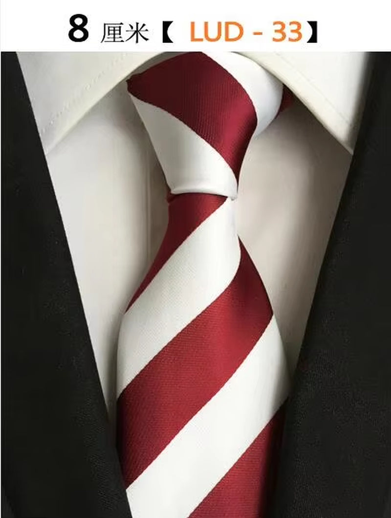 New Classic Silk Men'S Ties Neck Ties 8Cm Plaid Striped Ties for Men Formal Business Luxury Wedding Party Neckties Gravatas