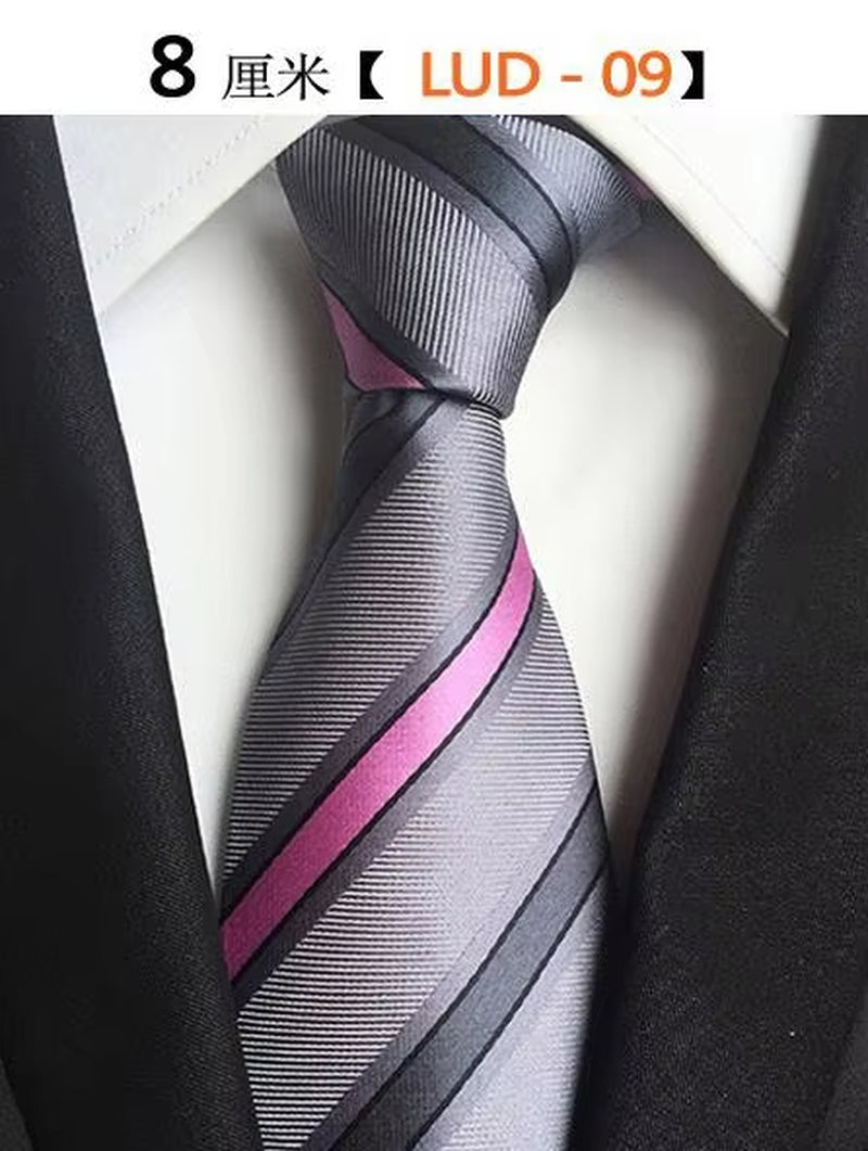 New Classic Silk Men'S Ties Neck Ties 8Cm Plaid Striped Ties for Men Formal Business Luxury Wedding Party Neckties Gravatas