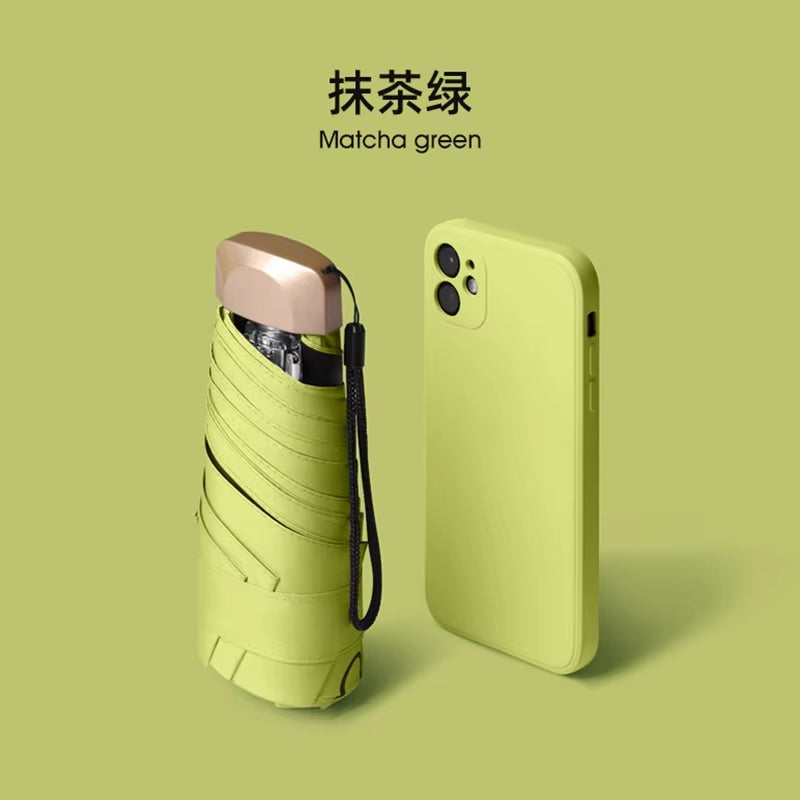 Mini Sun Umbrella Small Pocket Rain Umbrella Vinyl Folding Umbrella UV Ultraviolet Protection Sun Shade Pocket Parasol Capsule
