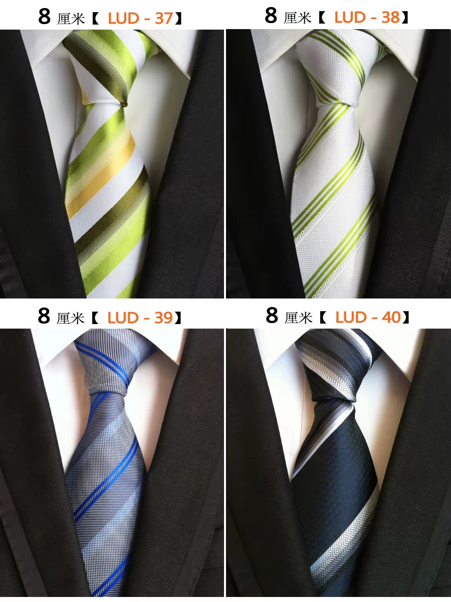 New Classic Silk Men'S Ties Neck Ties 8Cm Plaid Striped Ties for Men Formal Business Luxury Wedding Party Neckties Gravatas
