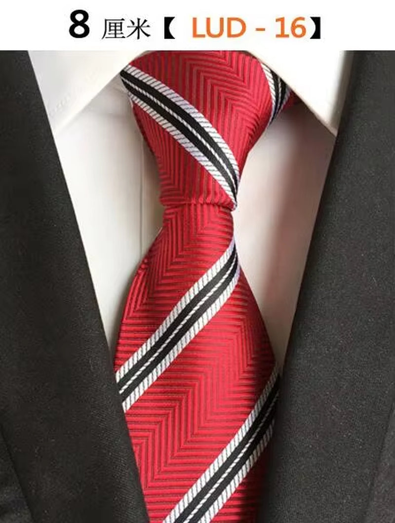 New Classic Silk Men'S Ties Neck Ties 8Cm Plaid Striped Ties for Men Formal Business Luxury Wedding Party Neckties Gravatas
