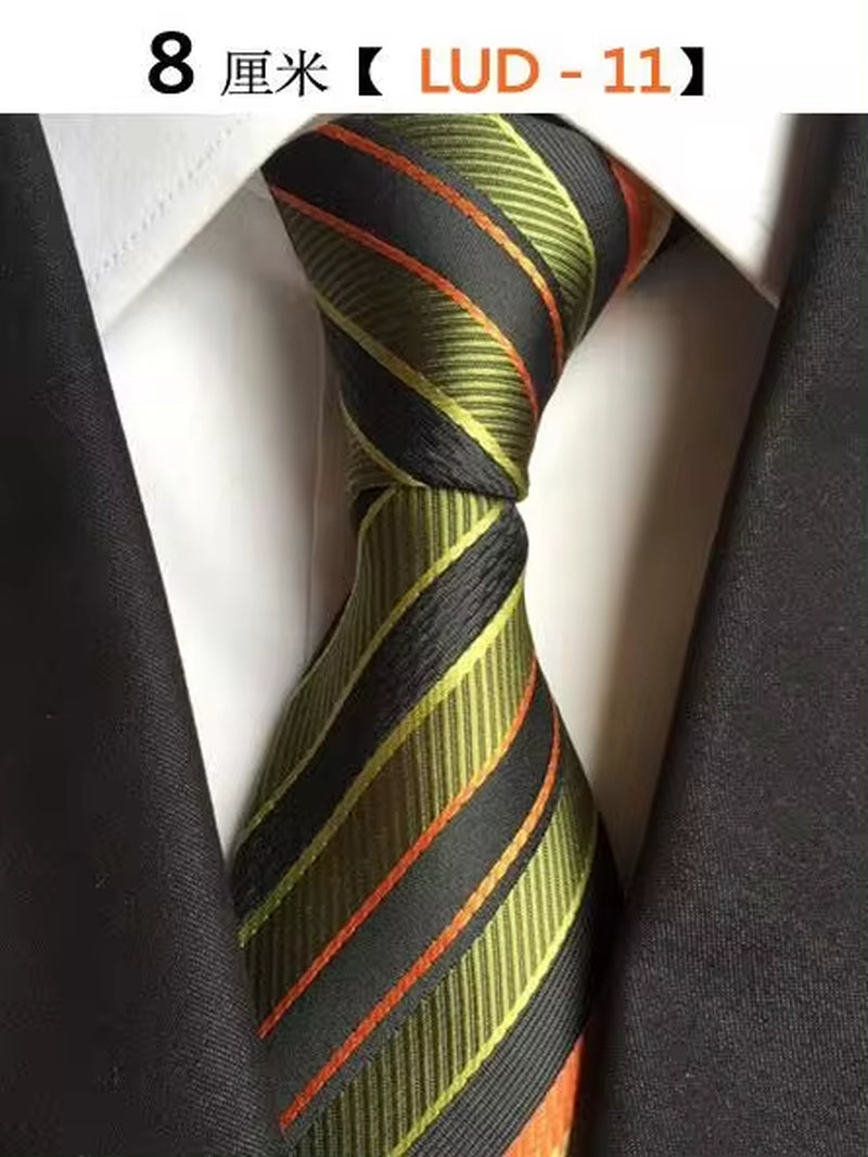 New Classic Silk Men'S Ties Neck Ties 8Cm Plaid Striped Ties for Men Formal Business Luxury Wedding Party Neckties Gravatas