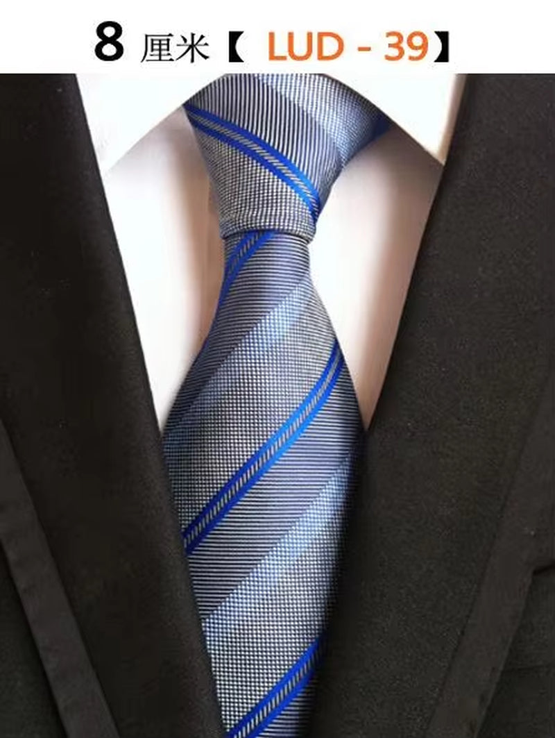 New Classic Silk Men'S Ties Neck Ties 8Cm Plaid Striped Ties for Men Formal Business Luxury Wedding Party Neckties Gravatas