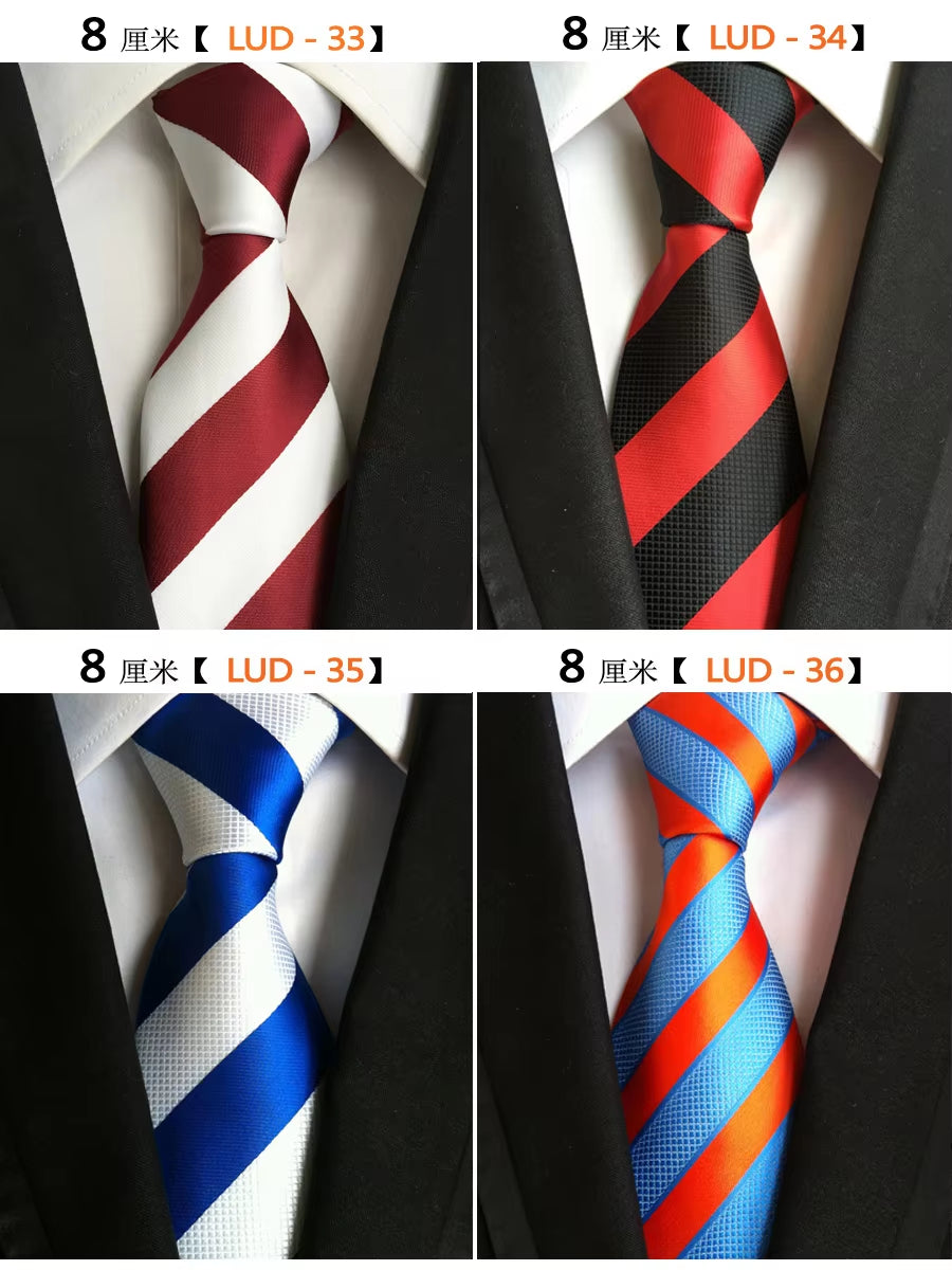 New Classic Silk Men'S Ties Neck Ties 8Cm Plaid Striped Ties for Men Formal Business Luxury Wedding Party Neckties Gravatas