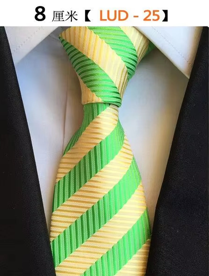 New Classic Silk Men'S Ties Neck Ties 8Cm Plaid Striped Ties for Men Formal Business Luxury Wedding Party Neckties Gravatas