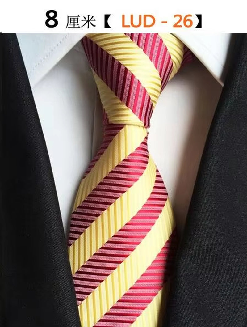 New Classic Silk Men'S Ties Neck Ties 8Cm Plaid Striped Ties for Men Formal Business Luxury Wedding Party Neckties Gravatas