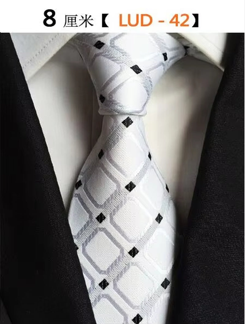 New Classic Silk Men'S Ties Neck Ties 8Cm Plaid Striped Ties for Men Formal Business Luxury Wedding Party Neckties Gravatas