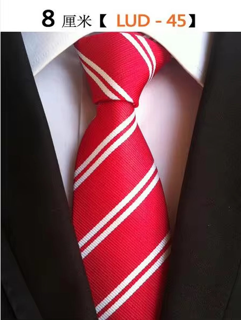 New Classic Silk Men'S Ties Neck Ties 8Cm Plaid Striped Ties for Men Formal Business Luxury Wedding Party Neckties Gravatas