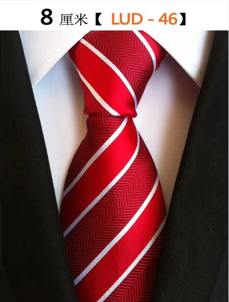 New Classic Silk Men'S Ties Neck Ties 8Cm Plaid Striped Ties for Men Formal Business Luxury Wedding Party Neckties Gravatas