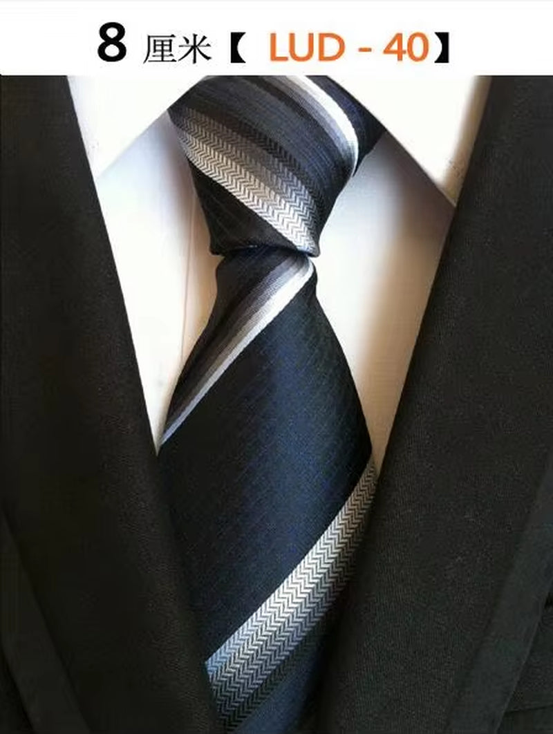 New Classic Silk Men'S Ties Neck Ties 8Cm Plaid Striped Ties for Men Formal Business Luxury Wedding Party Neckties Gravatas