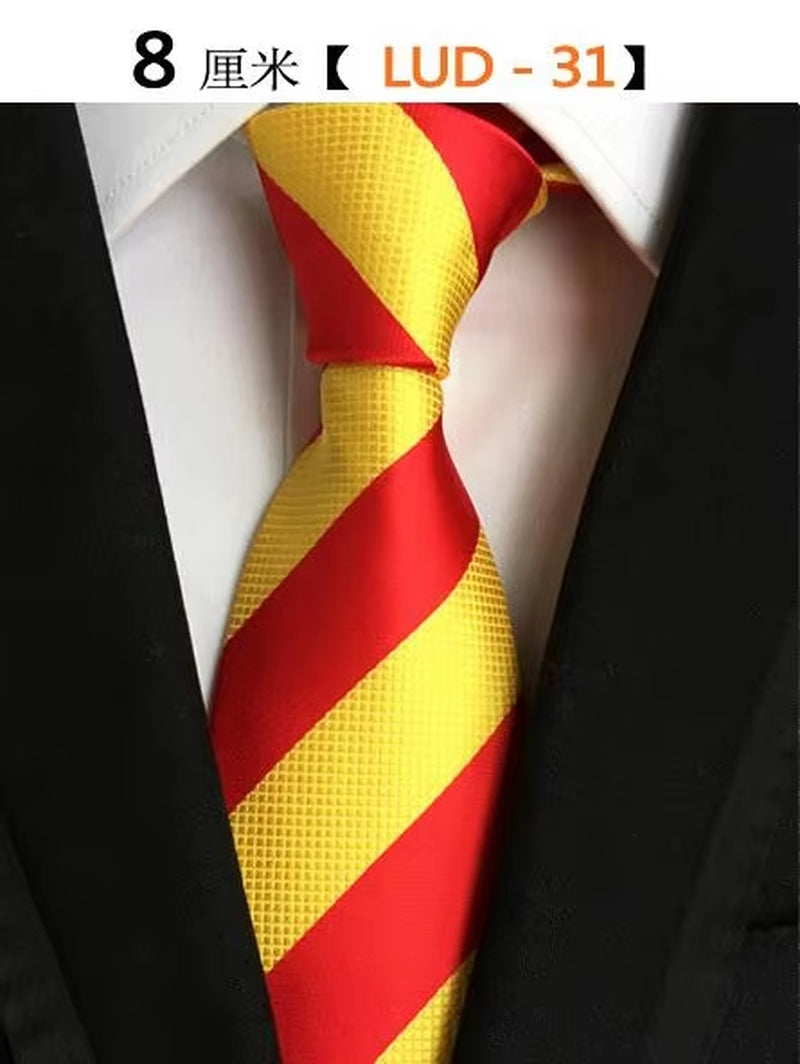 New Classic Silk Men'S Ties Neck Ties 8Cm Plaid Striped Ties for Men Formal Business Luxury Wedding Party Neckties Gravatas