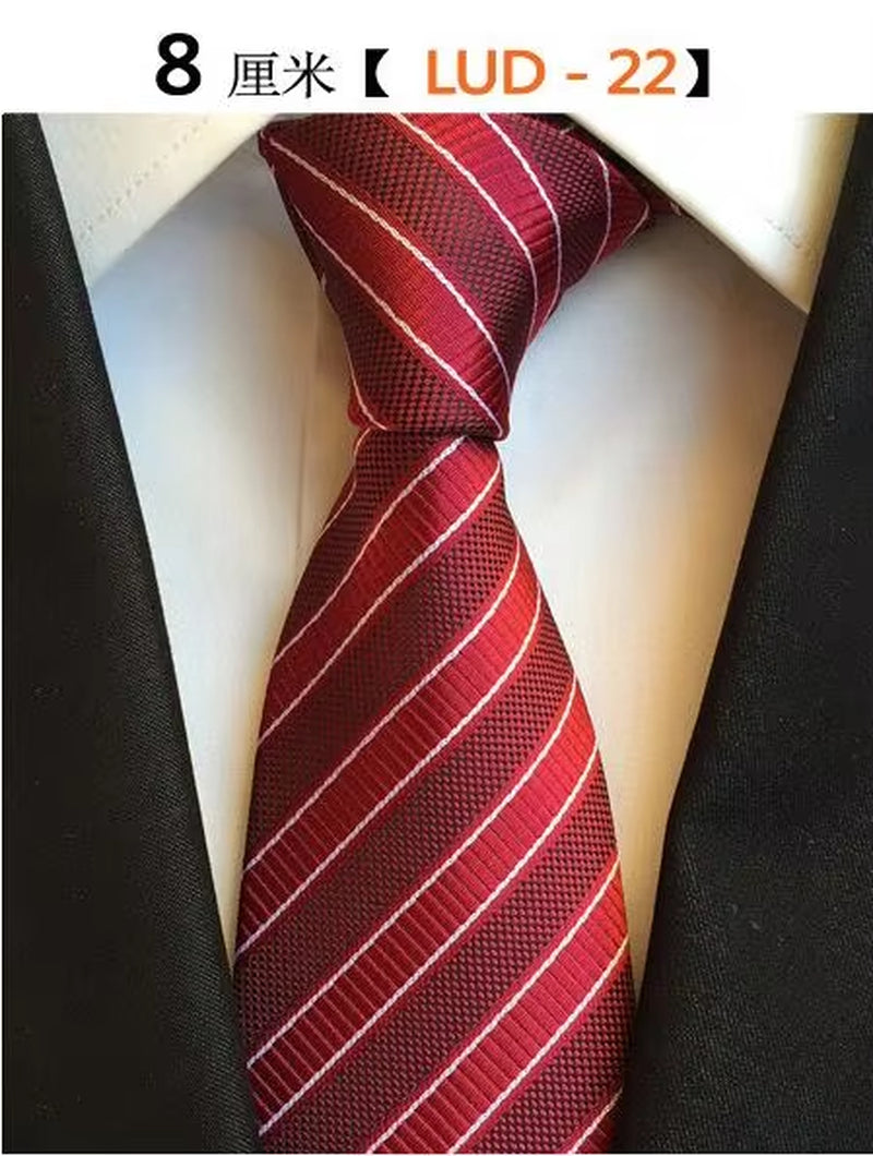 New Classic Silk Men'S Ties Neck Ties 8Cm Plaid Striped Ties for Men Formal Business Luxury Wedding Party Neckties Gravatas