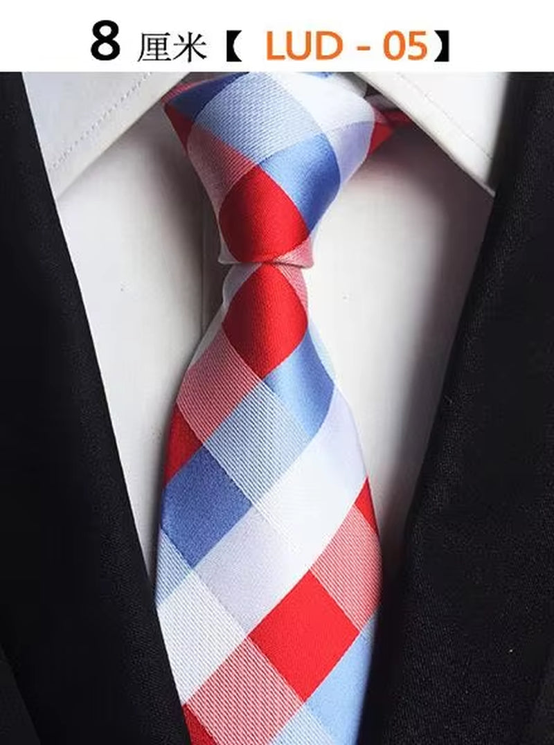 New Classic Silk Men'S Ties Neck Ties 8Cm Plaid Striped Ties for Men Formal Business Luxury Wedding Party Neckties Gravatas
