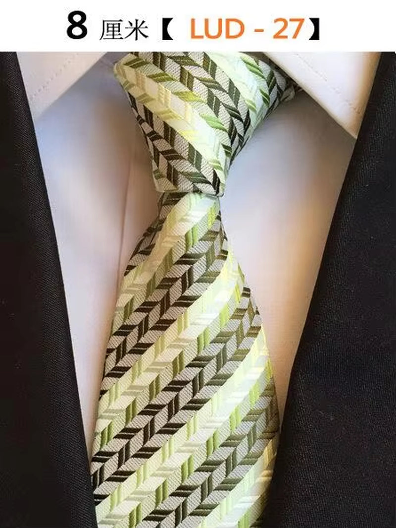 New Classic Silk Men'S Ties Neck Ties 8Cm Plaid Striped Ties for Men Formal Business Luxury Wedding Party Neckties Gravatas