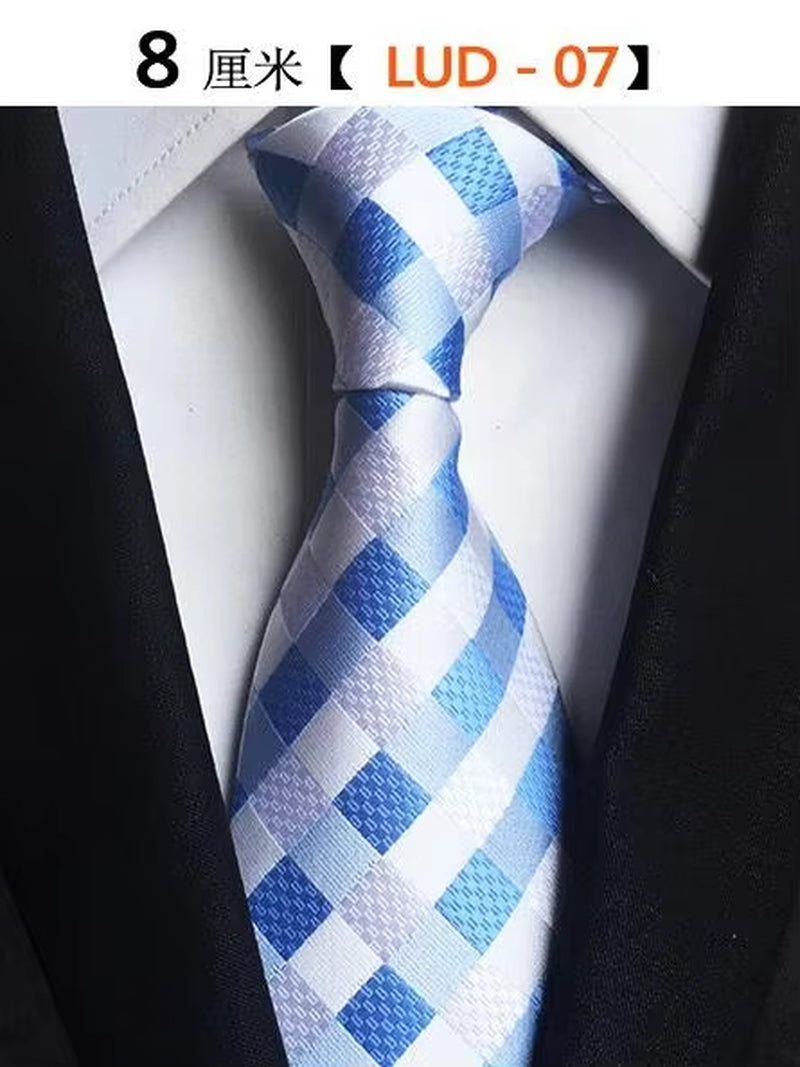 New Classic Silk Men'S Ties Neck Ties 8Cm Plaid Striped Ties for Men Formal Business Luxury Wedding Party Neckties Gravatas