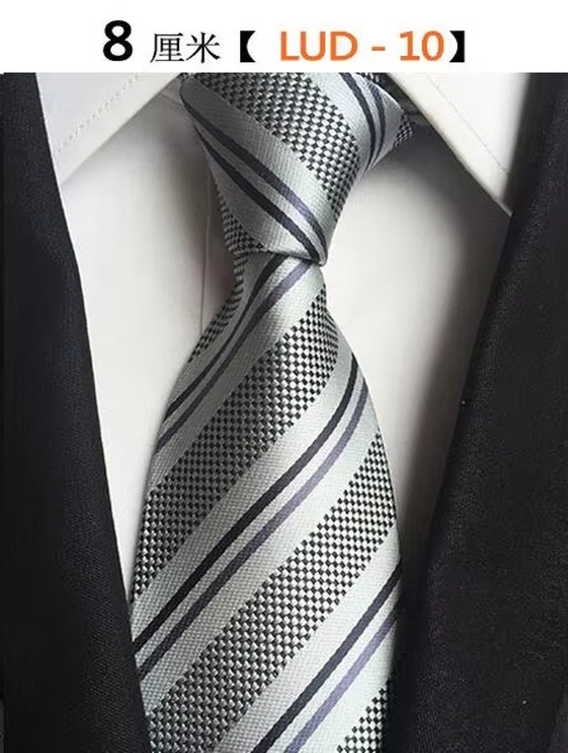 New Classic Silk Men'S Ties Neck Ties 8Cm Plaid Striped Ties for Men Formal Business Luxury Wedding Party Neckties Gravatas